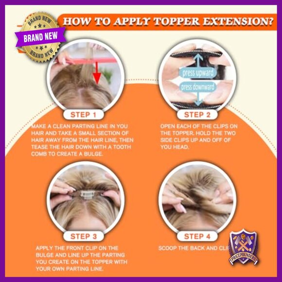 Human Hair Clip-In Topper 14 Inch Mono Top Base For Hair Loss main image 7